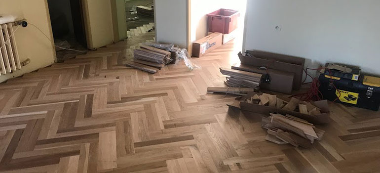Montáž parkiet do vzoru stromček v Mojmírovciach